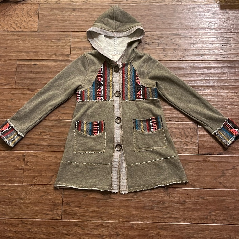 Hannah Banana Girl’s Embroidered Waterfall Cardigan with Hood Size 6